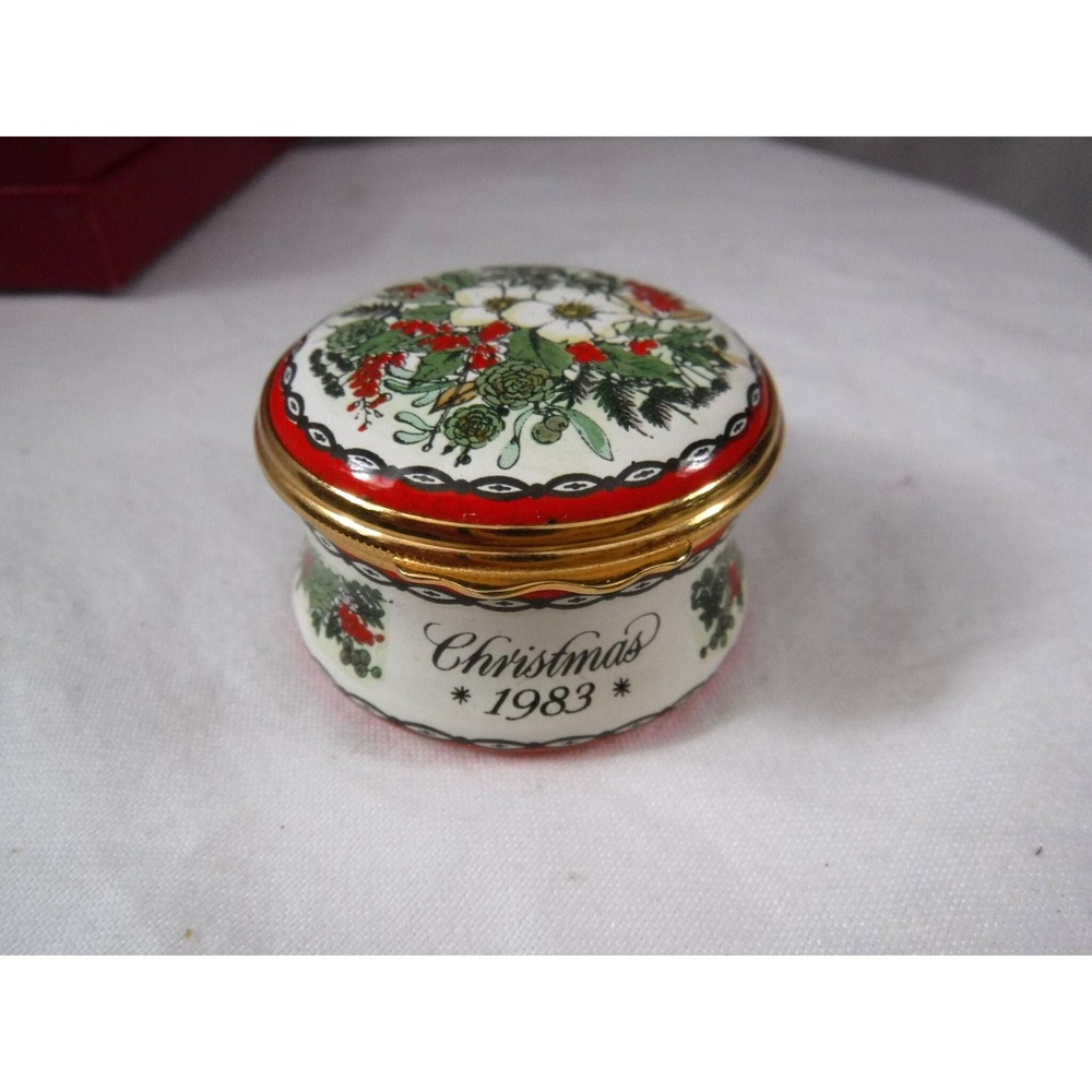 Enamel Box, Halcyon Days, Christmas 1983,‎ Snuff Box, Pill Box, Jewelry box,